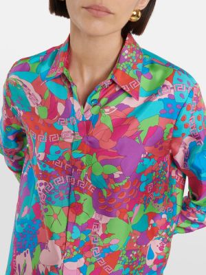 Svilena srajca s cvetličnim vzorcem Versace