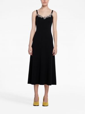 Dzianinowa sukienka koktajlowa bez rękawów w kwiatki Christopher Kane czarna