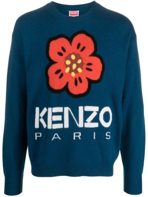 Pull à fleurs en tricot Kenzo bleu