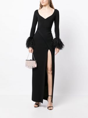 Sukienka wieczorowa w piórka Elie Saab czarna