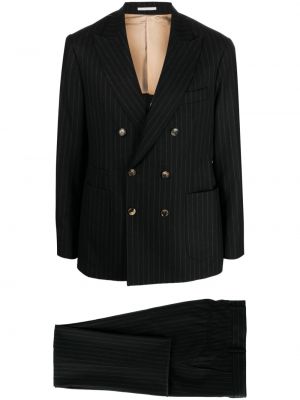 Pruhovaný vlnený oblek Brunello Cucinelli čierna