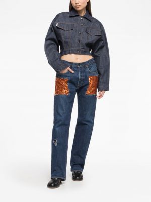 Pailletten straight jeans Az Factory blau