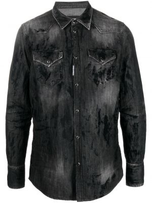 Obnosená rifľová košeľa Dsquared2 čierna
