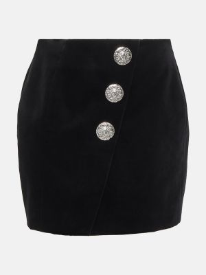 Sametové mini sukně Balmain černé