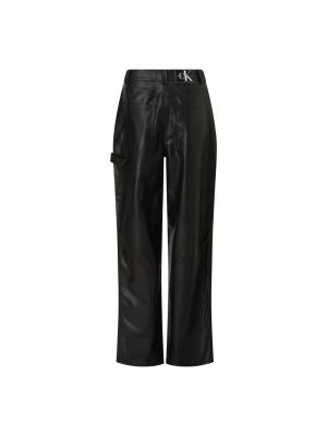Pantalones rectos de cintura alta Calvin Klein negro