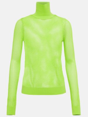 Tīkliņa džemperis ar augstu apkakli Balenciaga zaļš