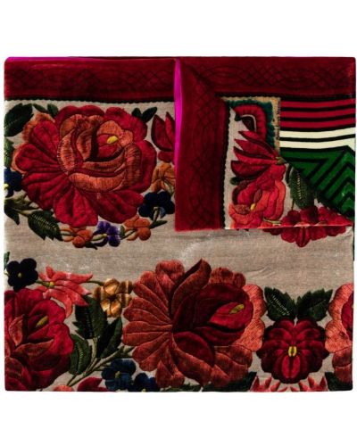 Bufanda con bordado de flores Pierre-louis Mascia rojo