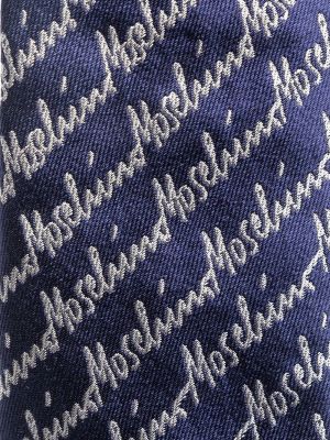 Hedvábná kravata s potiskem Moschino modrá