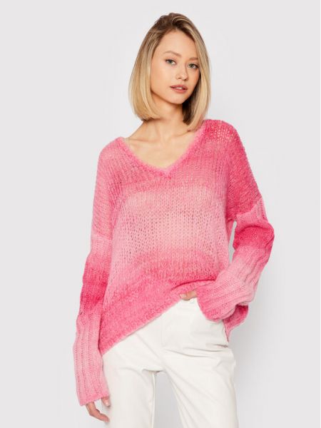 Розовый пуловер свободного кроя Guess