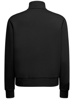 Kokvilnas džemperis ar augstu apkakli ar rāvējslēdzēju Moncler melns