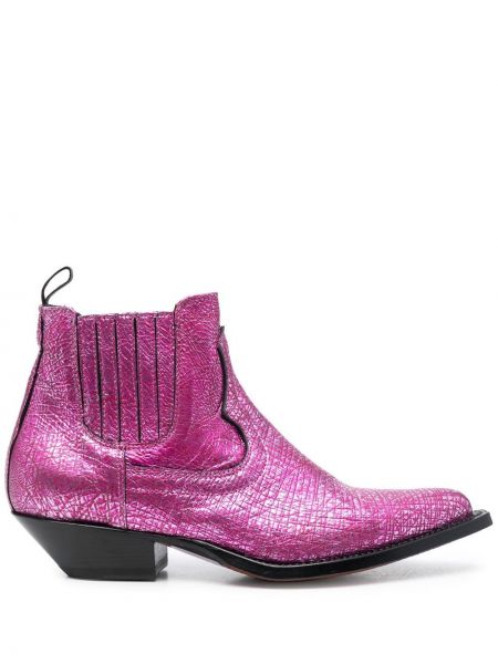 Кожени обувки до глезена Sonora розово