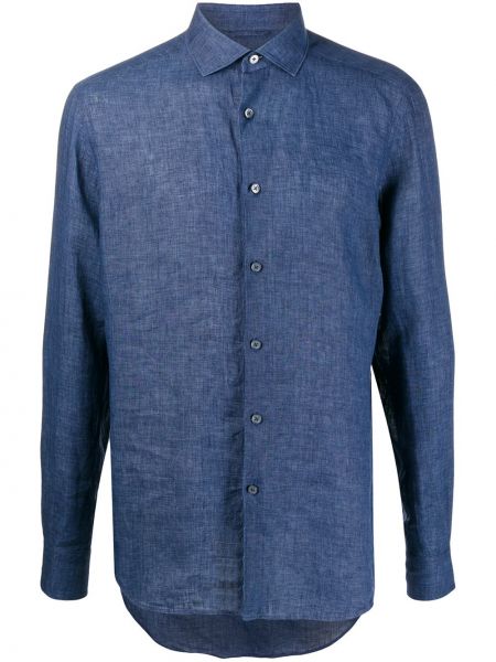 Camisa de lino manga larga Ermenegildo Zegna azul