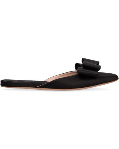 Sandale cu funde din satin fără toc Giambattista Valli negru
