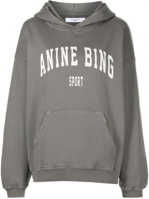 Kokvilnas kapučdžemperis Anine Bing pelēks