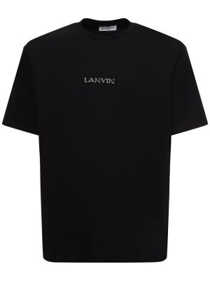 Oversize памучна тениска бродирана Lanvin бяло