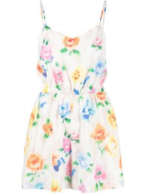 Sukienka mini bez rękawów w kwiatki z nadrukiem Boutique Moschino biała