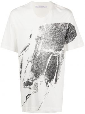 Bavlnené tričko s potlačou s abstraktným vzorom Julius biela