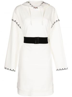 Biała haftowana sukienka z kapturem Twinset