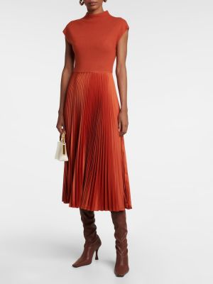 Plisirana midi haljina Polo Ralph Lauren narančasta