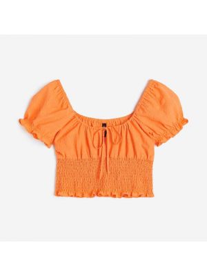 Плиссированная короткая блузка H&m оранжевая