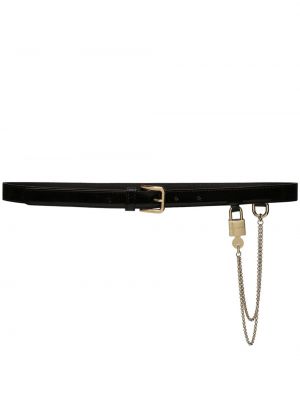 Lakovaný kožený pásek Dolce & Gabbana černý