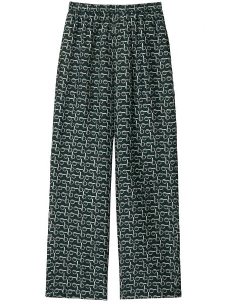 Pantaloni de mătase cu fermoar cu imagine Burberry