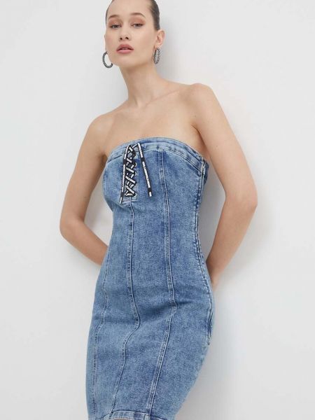 Sukienka mini dopasowana Karl Lagerfeld Jeans niebieska