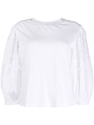 Jersey srajca z vezenjem s cvetličnim vzorcem See By Chloe bela