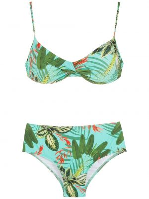 Bikini cu imagine cu imprimeu tropical Lygia & Nanny verde