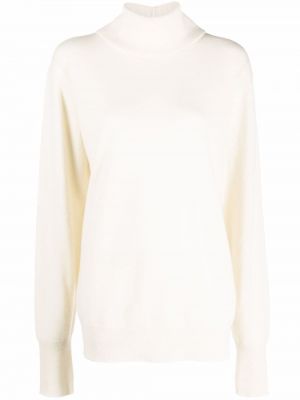 Jersey de cachemir de cuello vuelto de tela jersey Jil Sander blanco