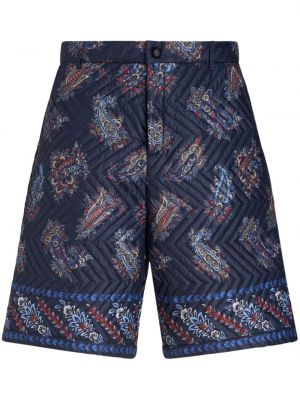 Prošivene bermuda kratke hlače s printom s paisley uzorkom Etro plava