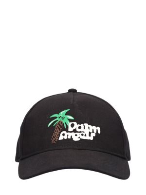 Medvilninis raštuotas kepurė su snapeliu Palm Angels juoda
