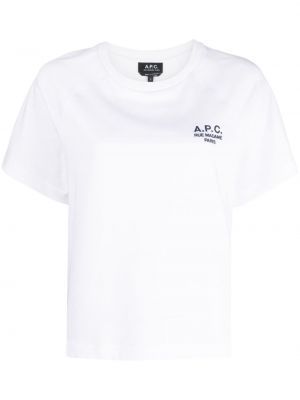 Bavlněné tričko s výšivkou A.p.c. bílé
