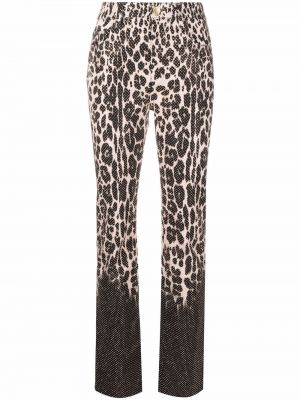 Leopardimustriga mustriline sirged teksapüksid Roberto Cavalli