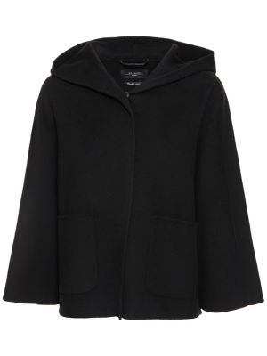 Vlněná bunda s kapucí Weekend Max Mara černá