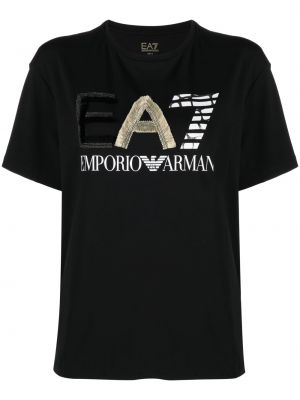 Tričko s třásněmi Ea7 Emporio Armani černé