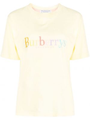 Kokvilnas t-krekls ar izšuvumiem Burberry Pre-owned dzeltens