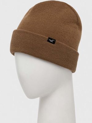 Dzianinowa czapka Hollister Co. brązowa