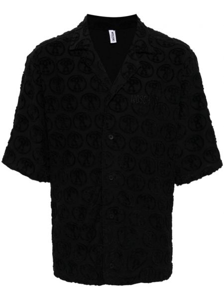 Haftowana koszula bawełniana Moschino czarna