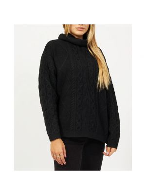 Jersey cuello alto de lana con cuello alto de tela jersey Guess negro