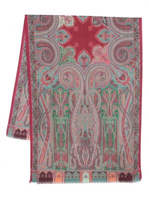 Кашмирен копринен шал с принт Etro зелено