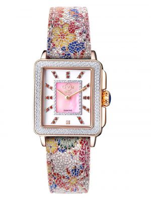 Кожаные часы в цветочек с принтом Gv2 By Gevril розовые