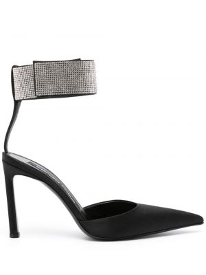 Полуотворени обувки с кристали Sergio Rossi черно