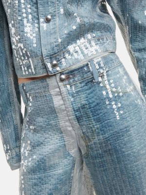 Pantalon à paillettes taille haute Jean Paul Gaultier bleu