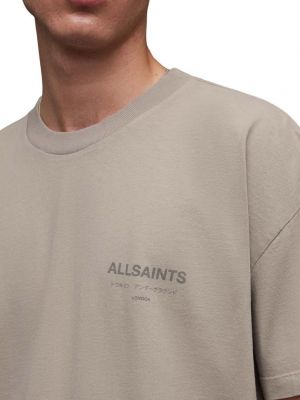 Koszulka bawełniana z nadrukiem Allsaints szara