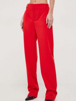 Jednobarevné kalhoty s vysokým pasem Moschino Jeans červené