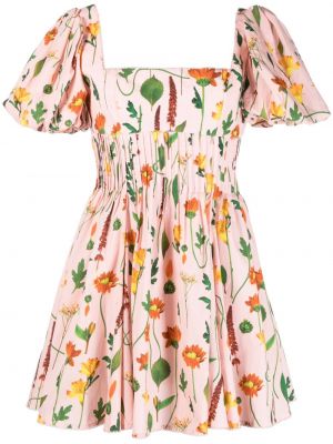 Květinové mini šaty s potiskem Agua By Agua Bendita růžové