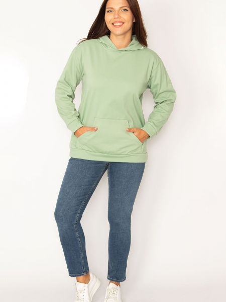 Kapučdžemperis ar kabatām şans zaļš