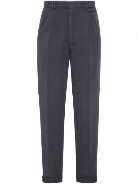 Pantaloni din bumbac plisate Brunello Cucinelli negru