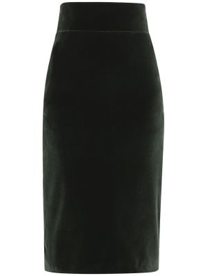Bavlnená zamatová midi sukňa s vysokým pásom Alexandre Vauthier zelená